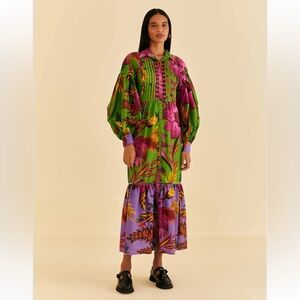 Farm Rio Maxi Flowers Organic Cotton Maxi Dress
